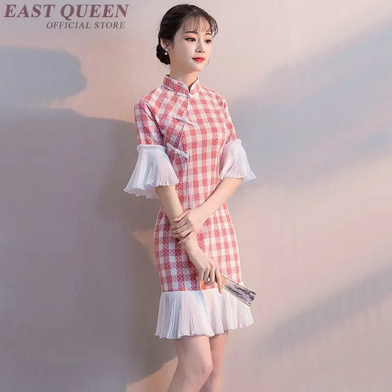 Платье в стиле тартана длинное платье Ципао для женщин кимоно KK2049 Y 2018|Чонсамы| |