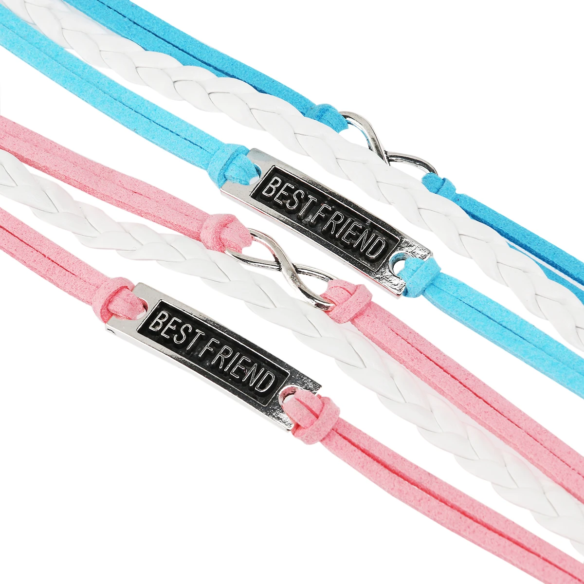 2 шт. Регулируемый best друг дружба PU браслет Wirstband (розовый + синий)|pu bracelet|bracelet