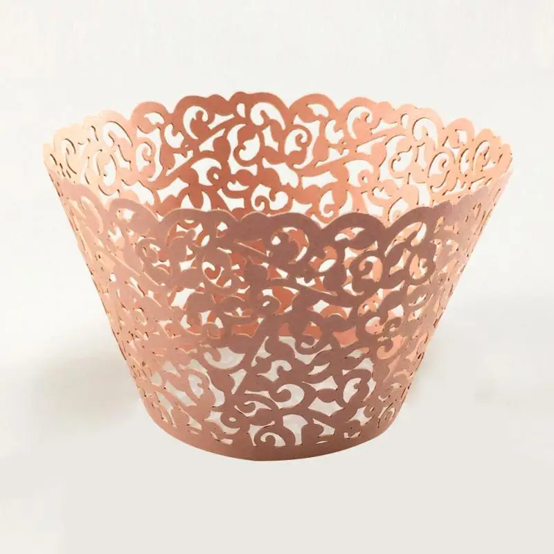 Винтажные Цветочные выдолбленные бумажные обертки для кексов обертывания Чехлы