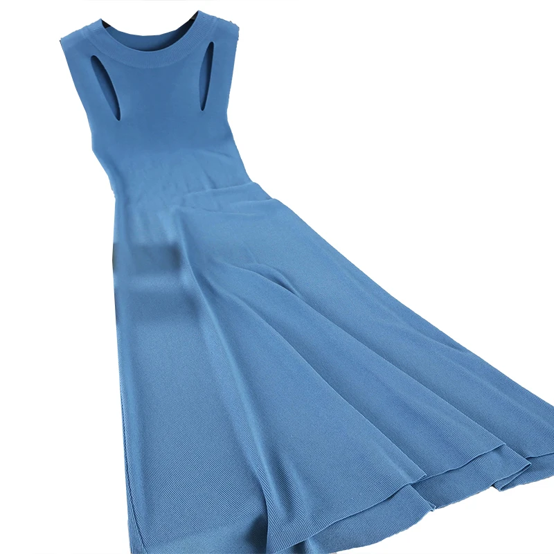 2019 новые модные женские платья без рукавов приталенное шелковое вязаное платье