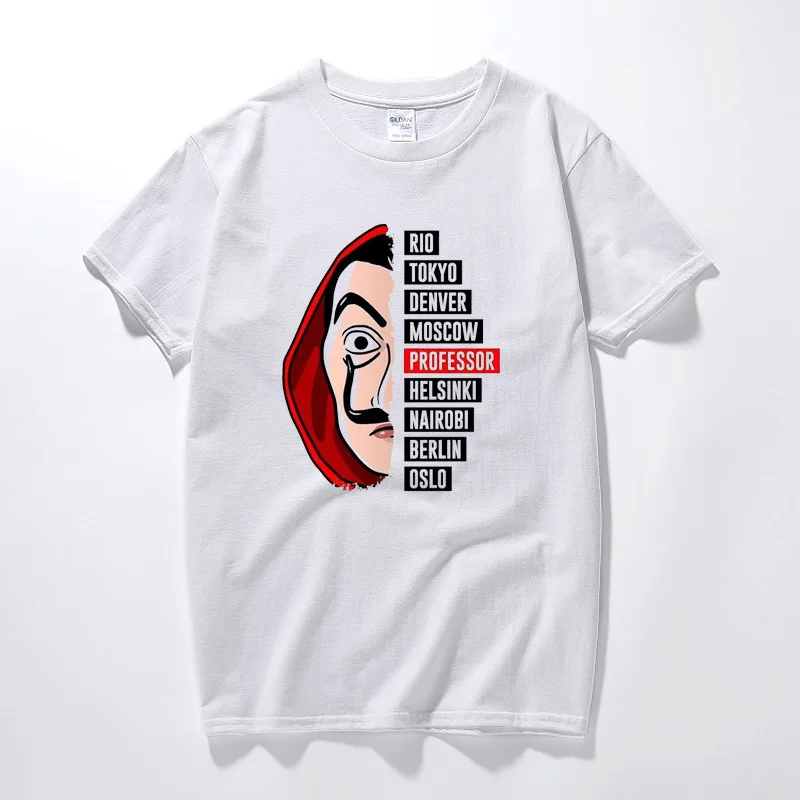 

La Casa De Papel Dali Mask Tokyo Rio Professor Oslo Men Women Unisex T-shirt New Summer Cotton Short Sleeve Harajuku T shirt