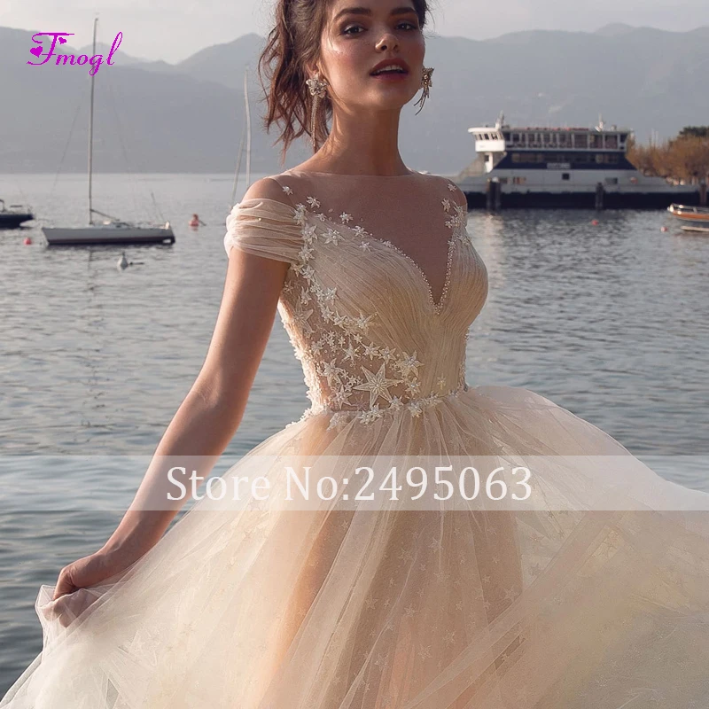 Vestido de Noiva со звездами и кружевом развертки Поезд Русалка свадебное платье 2019
