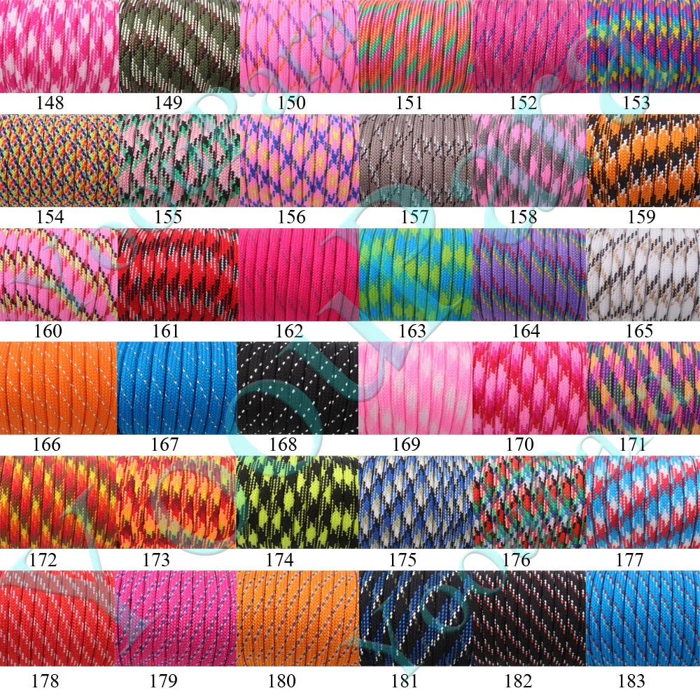252 colors Paracord 550 Paracord Parachute Cord Lanyard Rope Mil Spec Type III 7Strand 100FT Climbing Camping survival equipment