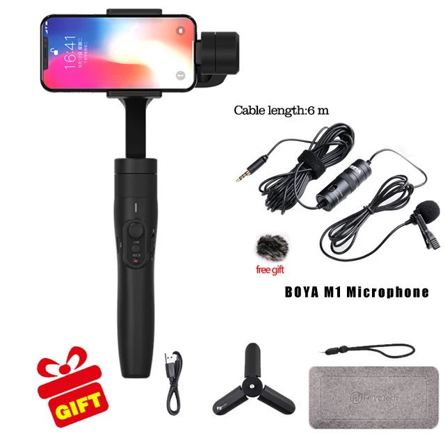 with boya m1 microph Feiyutech Vimble 2 3-осевой шарнирный стабилизатор для смартфона карданный стабилизатор с удлинитель Полюс для iPhone X XS 8 7 6 PK freevision vilta м - Цвет: with boya m1 microph