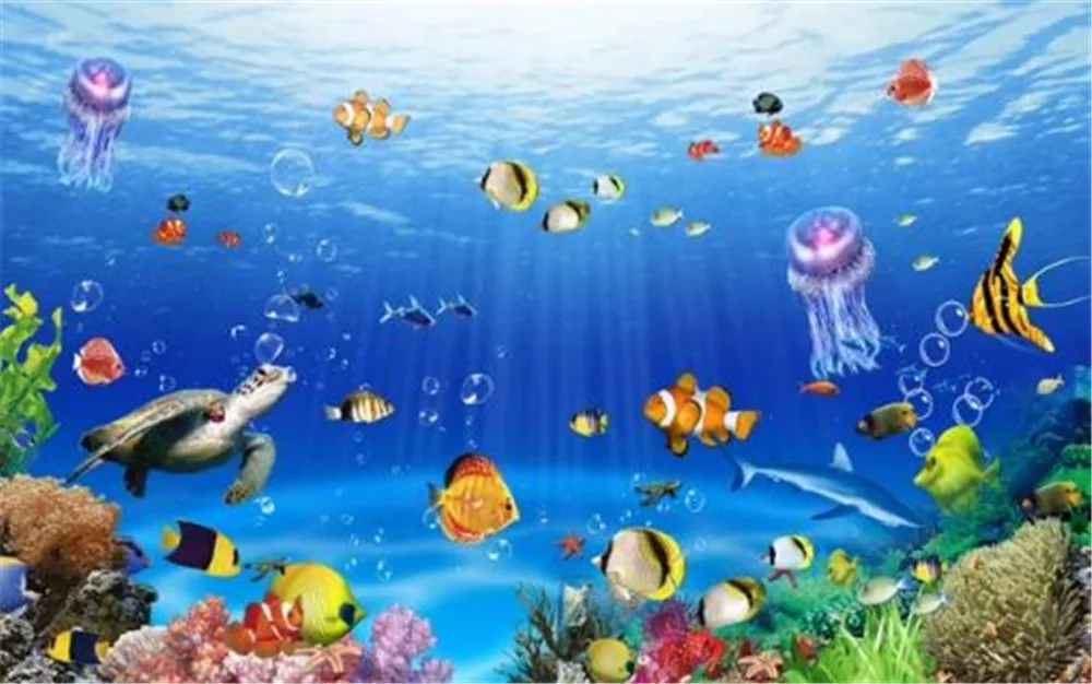 Изысканные обои подводный мир черепаха тур 3d морской пейзаж для гостиной фоновое