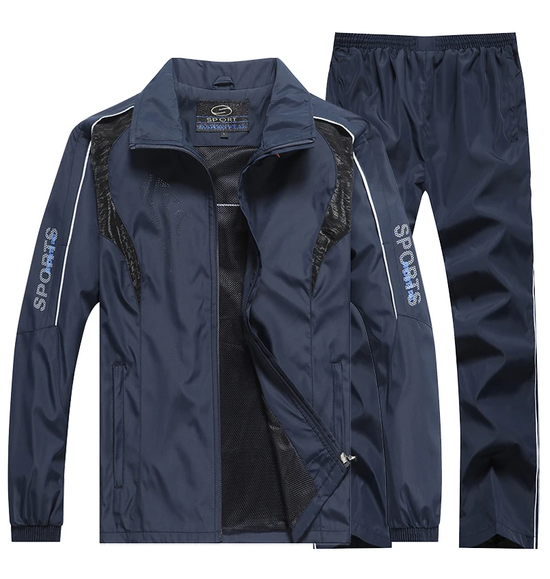 AZ-XH49 dark blue Aismz брендовый спортивный костюм, мужская спортивная одежда, толстовка+ штаны, комплект из 2 предметов, верхняя одежда, тренировочный спортивный костюм для бега, спортивный костюм для мужчин - Цвет: AZ-XH49 dark blue