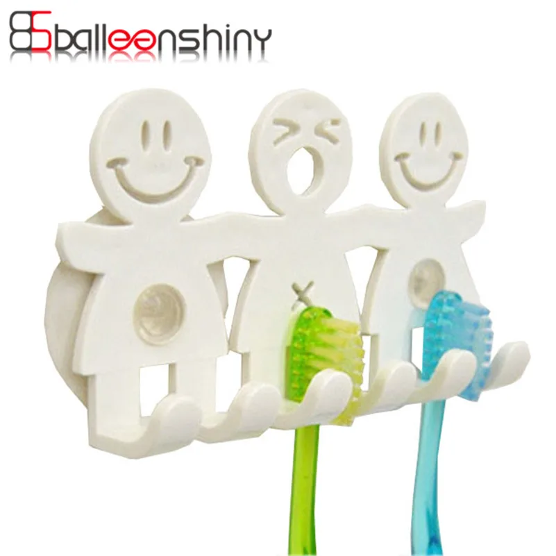 BalleenShiny милый мультфильм Ванная комната Кухня улыбающееся лицо зубная щетка вешалка для хранения полотенец присоски крюк Настенный Органайзер держатель