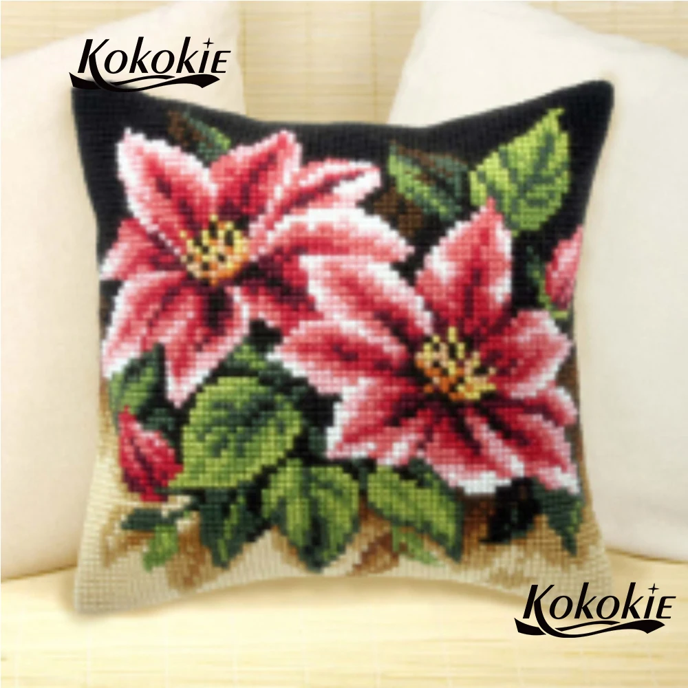 

diy mat accessories cross stitch flowers pillow kits diy needle cushions embroidery yarn pillowcase embroider needlework set
