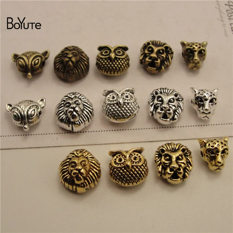 BoYuTe (100 Pieces/Lot) Metal Alloy Animal Fox Lion Owl Leopard Head Beads for Bracelet Jewelry Making | Украшения и аксессуары