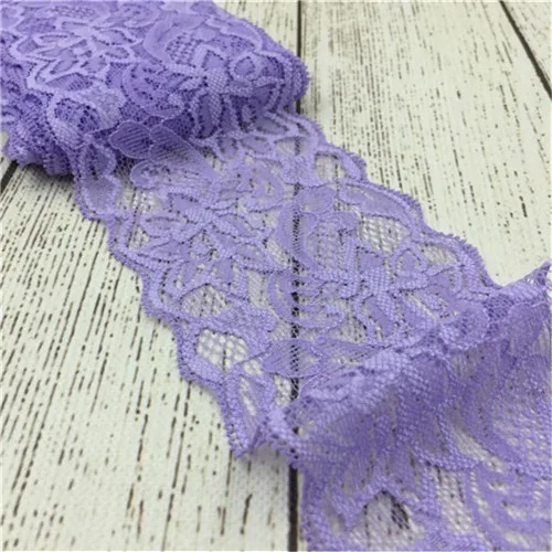 2Yards 8cm width 23colors Elastic Lace Fabric DIY Crafts Sewing Suppies Decoration Accessories For Garments Elastic Lace Trim - Цвет: Темно-фиолетовый