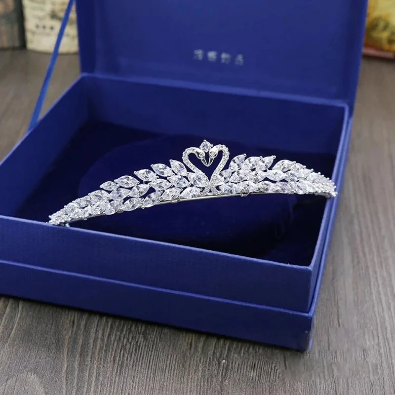 Высокое Качество Лебедь хрустальные свадебные аксессуары для волос циркон