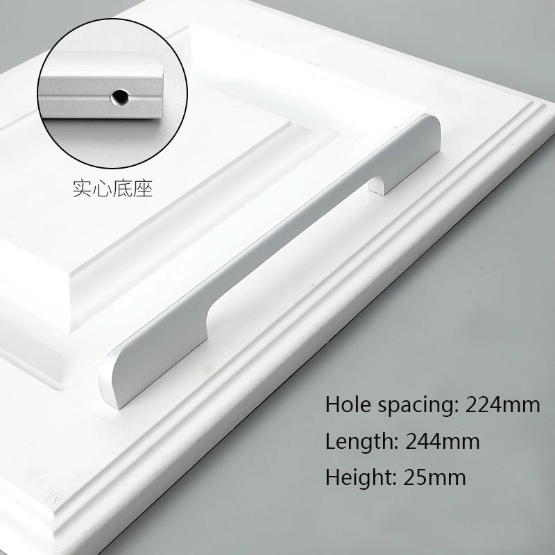 Aluminum CC224mm Алюминиевая ручка для шкафа длинный твердый Ящик Тянет Шкаф Кухня ручки и ручки для мебели ручки и ручки - Цвет: Aluminum CC224mm