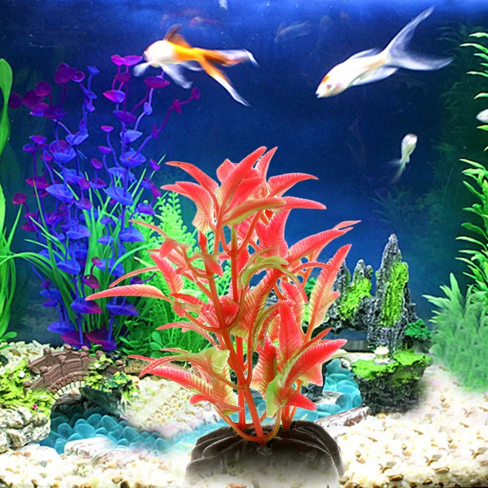 Водной фауны аквариум реалистичные растения Пластик Fish Tank Пейзаж вода трава Моделирование яркие красочные украшения