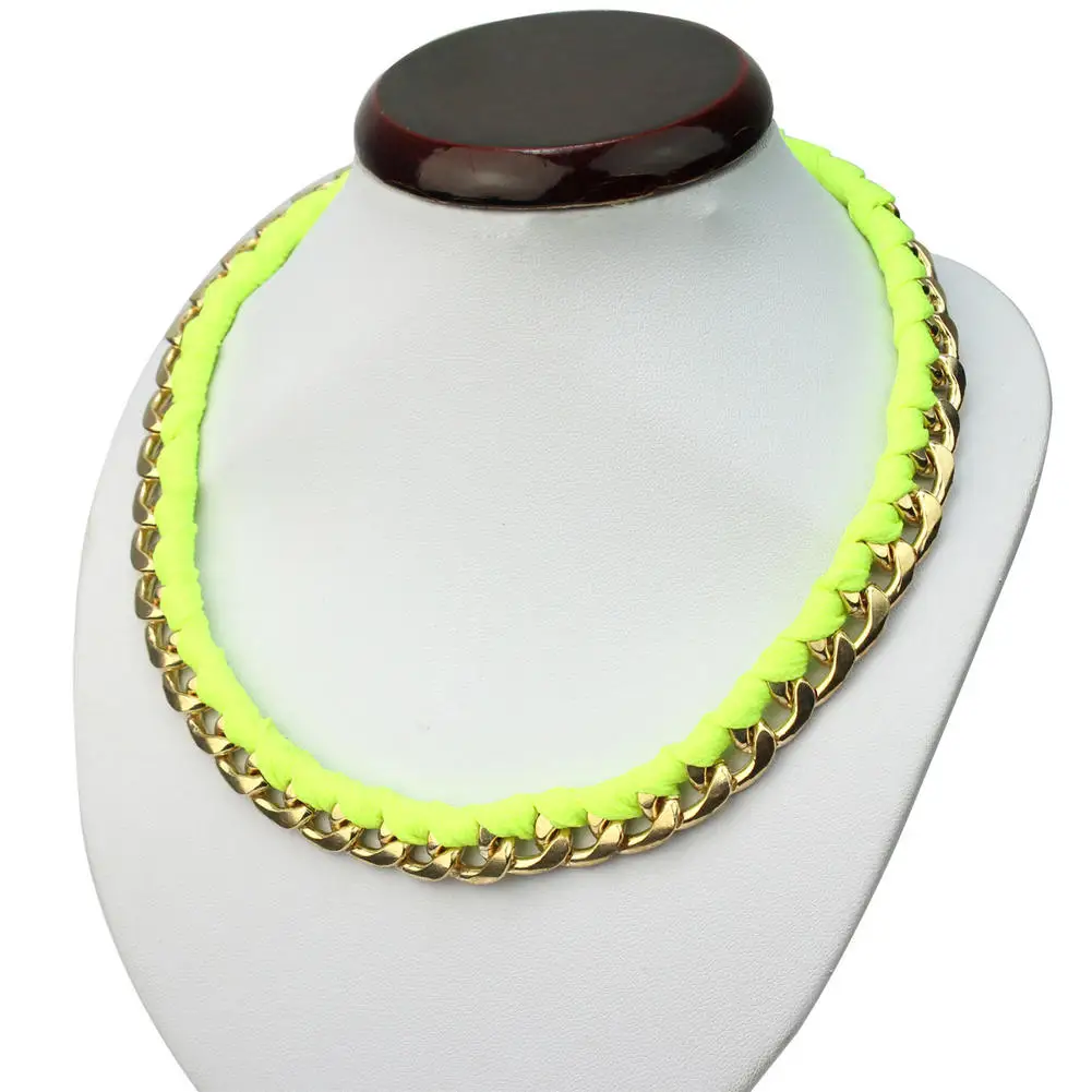 Refaxi Благородный Довольно Чисто Ручной Вязки Веревка Ожерелье Glow Неон