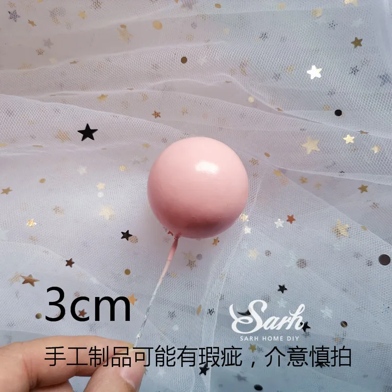 3pcs Pink ball 3cm Розовый желтый синий Радуга облако мяч торт Топпер Для детей день рождения украшения десерт торт Декор выпечки прекрасные подарки - Цвет: 3pcs Pink ball 3cm