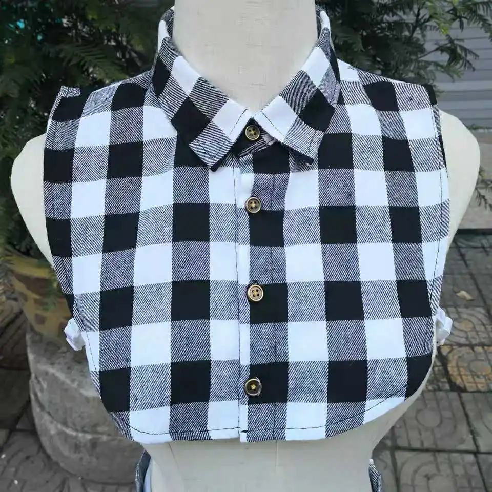 Ложный воротник для мужчин белый съемный 2019 клетчатый ложный искусственный