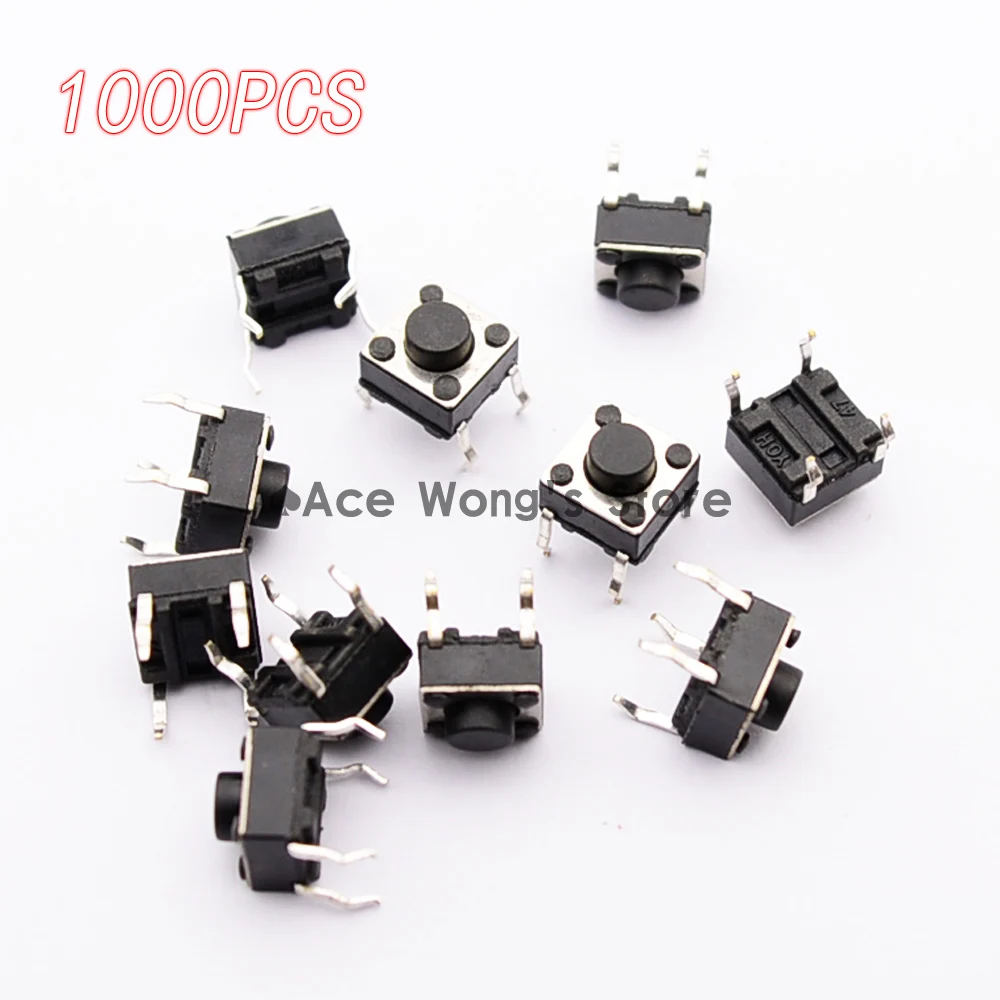 

1000 шт./упак. Тактильный кнопочный переключатель, Мгновенный Такт 6x6x5 мм, погружной сквозной 4-контактный