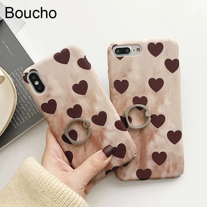 Чехол Boucho с кольцом в стиле ретро для iphone X 6 s 7 8 Plus чехол телефона цветопередачей
