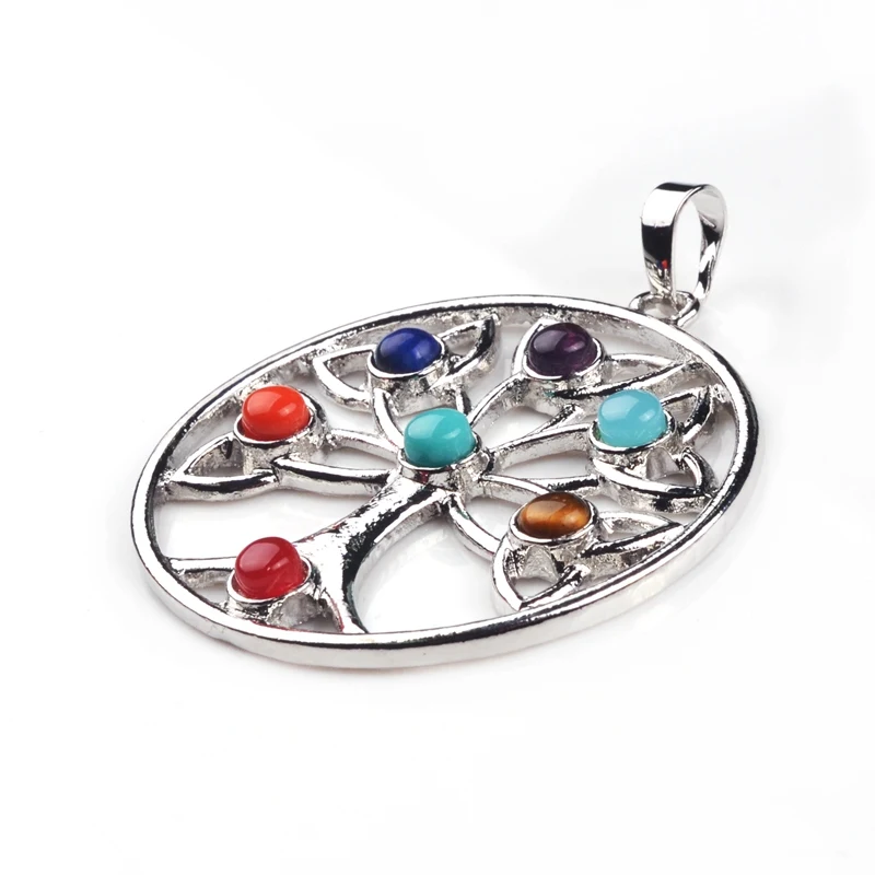 Кулон из натурального камня семь чакр круглой елки символизирует богов в