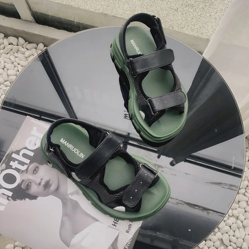 Женские повседневные босоножки на массивной платформе летние брендовые пляжные