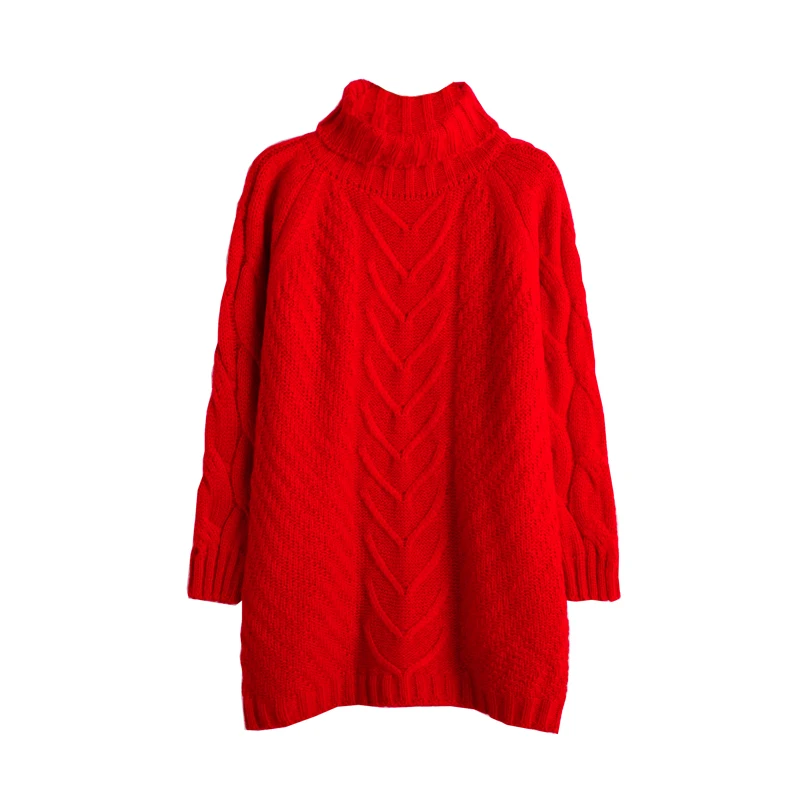 GejasAinyu2018Autumn Winter The New Women's high collar Sweater Cashmere sweater Long loose Pullover knitting Twist Solid color