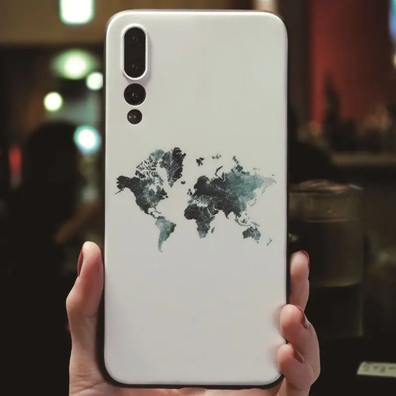 MaiYaCa, розовая карта мира, черный мягкий чехол для телефона iPhone 7, 8, Xr, XS Max, чехол для huawei P9, P10, P20, P20pro, honor 9, 10, V9, V10