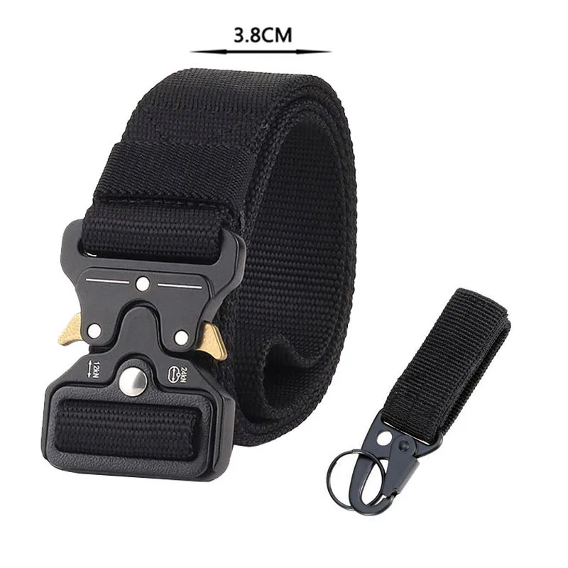 3.8CM Belt 1 hook Тактический ремень нейлоновый ремень в стиле милитари армейский мужской стиль джинсовый ремень широкий утолщенный открытый охотничий поясной ремень холст Ceinture Homme - Цвет: 3.8CM Belt 1 hook