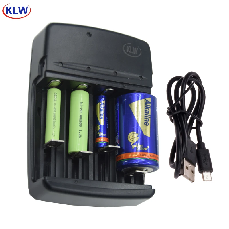Умное зарядное устройство с 4 слотами USB для перезаряжаемых аккумуляторов C, D, SC, A, AA, AAA, AAAA, 1,2 в, NiMh, NiCd, 1,5 в, зарядное устройство для щелочных аккумуляторов