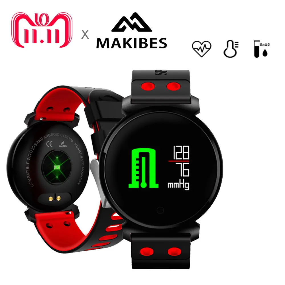 Makibes K2 умный Браслет крови Давление монитор сердечного ритма кислородом
