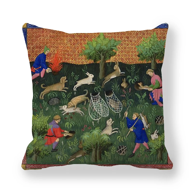 14 45cm*45cm medieval greyhound and Royal Hunt linen/cotton throw pillow covers couch cushion cover home decor pillow - Цвет: 14