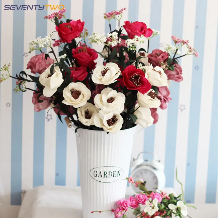 3 бутоны искусственных цветов поддельные искусственные розы в европейском стиле