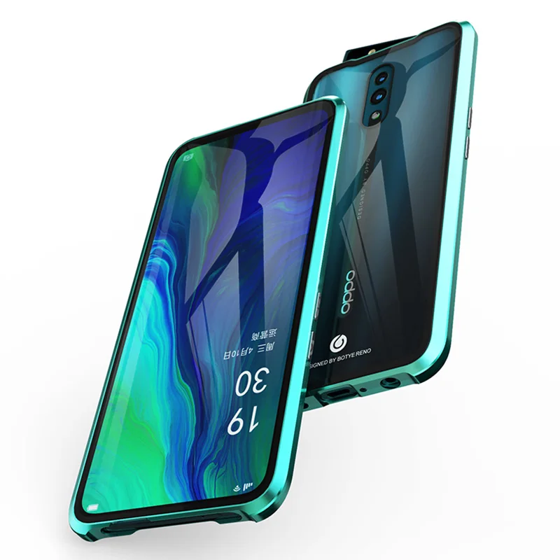 Чехол из закаленного стекла с магнитной адсорбцией для OPPO Reno 6,4 6,6, задняя крышка из закаленного стекла на магните 360, чехол с полной защитой