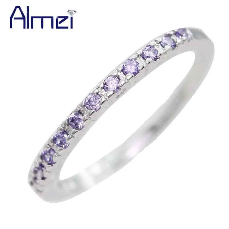 Женское кольцо с кристаллом Almei винтажное фиолетовое белым цирконием