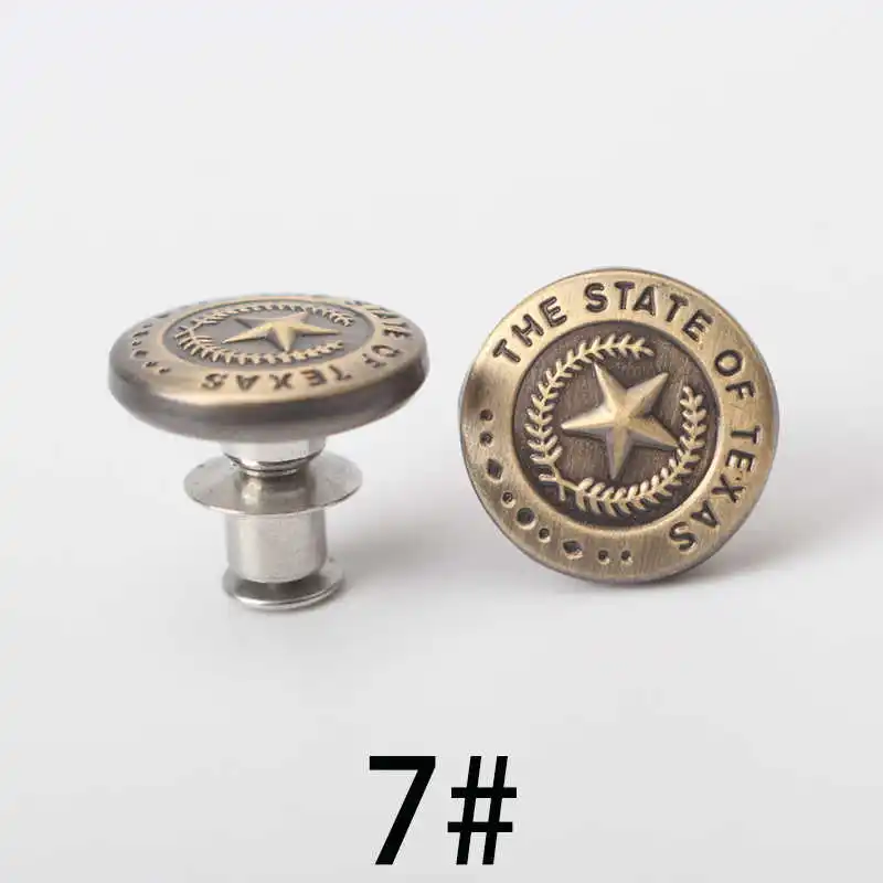 No7 17mm 24 различных 1 шт ноготь-бесплатно ноготь талии кнопки регулируемые джинсы кнопки джинсовые пуговицы одежда металлические мужские и женские брюки съемные - Цвет: No7 17mm