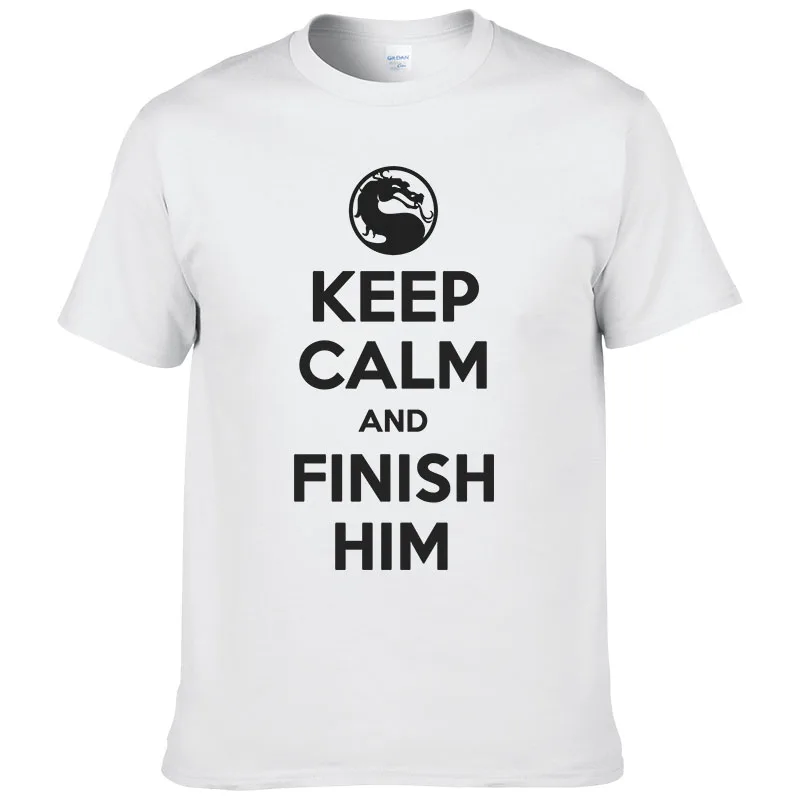 Keep Calm And Finish Him Mortal Kombat футболки Ringer Male MK 2016 летние хлопковые топы Tees #078|mortal kombat t