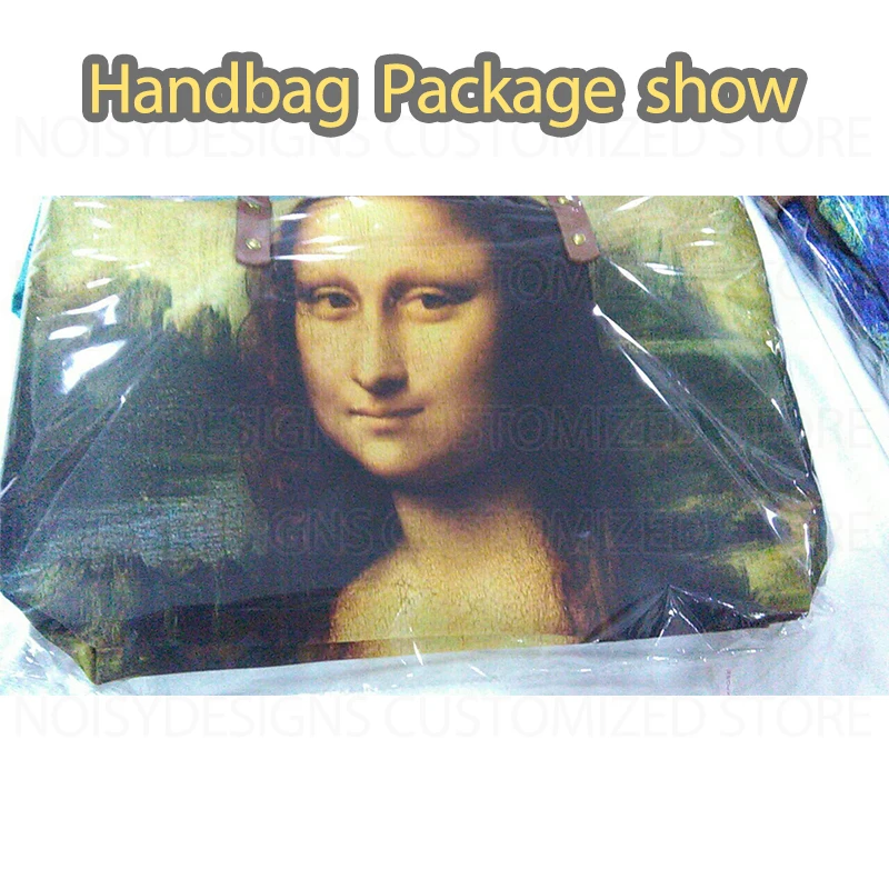 

Women Shopping Bag Van Gogh Mona Lisa Customized Bags Drop Shipping Neoprene Large Handbags Tote Bolsa Feminina Sac a Main Cross