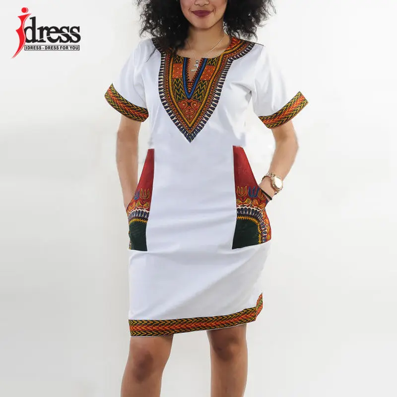White Idress повседневное пляжное платье Лето г. Винтаж платье Для женщин Туника Африканский принт платье-рубашка роковой плюс Размеры Дашики Платье - Цвет: White