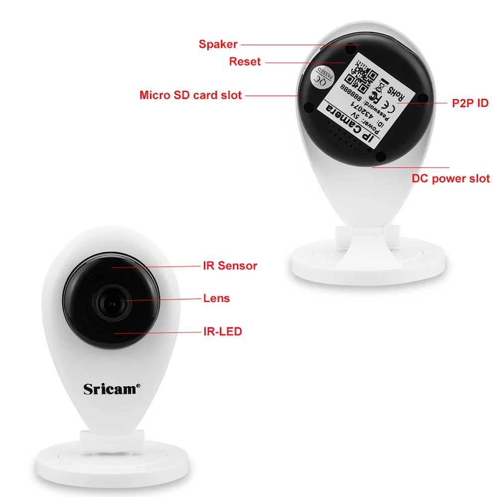 Оригинальный Sricam IP камера HD 720 P Wi Fi P2P мини Видеоняни и радионяни Smart ONVIF