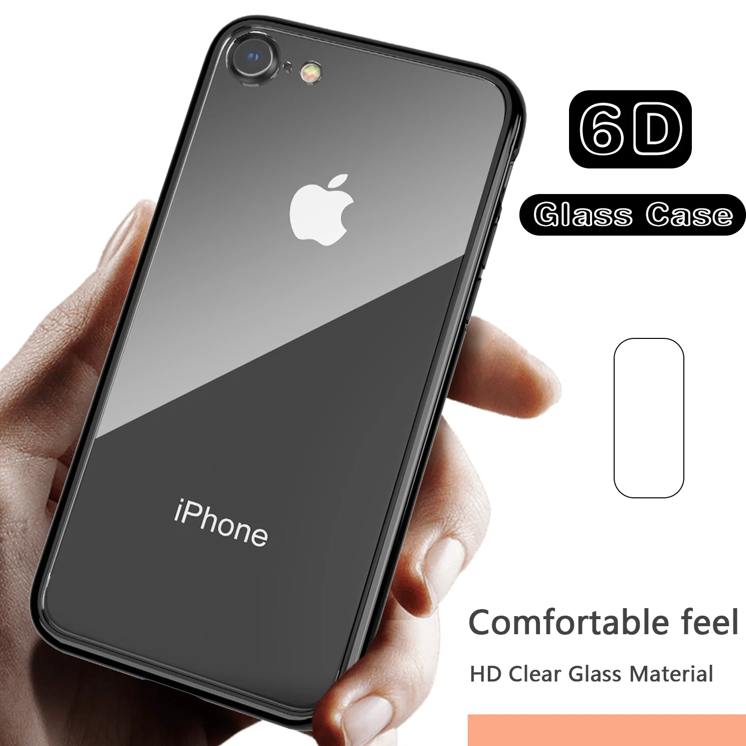 Стекло чехол для Iphone 7 8 X плюс черный мягкий силикон + стекло HD бренд закаленное Coque