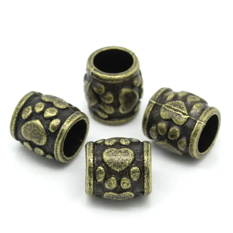 DoreenBeads цилиндрические античные бронзовые медведь из бронзы с принтом лапы цвет: