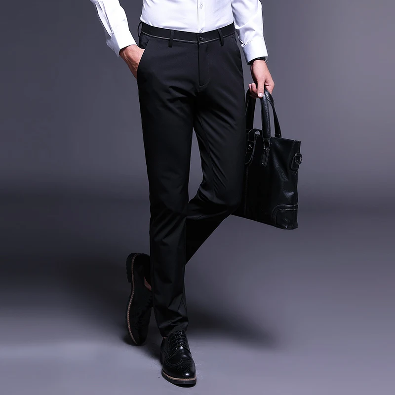 Модные Роскошные Брендовые повседневные обтягивающие мужские брюки подходят