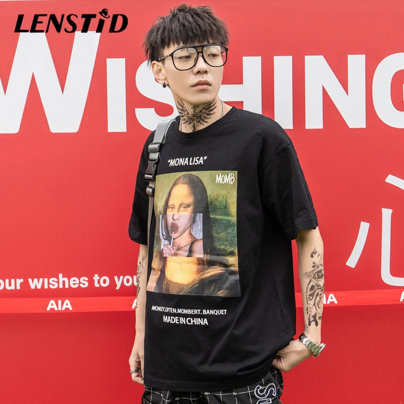 Мужские Забавные футболки с коротким рукавом LENSTID уличная одежда в стиле