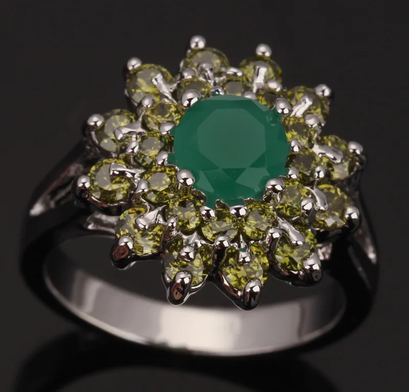 Кольцо Зеленый Перидот посеребренное серебро ювелирные изделия Размер 6 / 7 8 9 S0254 |