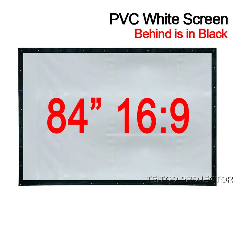 84 дюймовая 16:9 портативная мягкая белая черная фотопленка из ПВХ для 3D HD видео