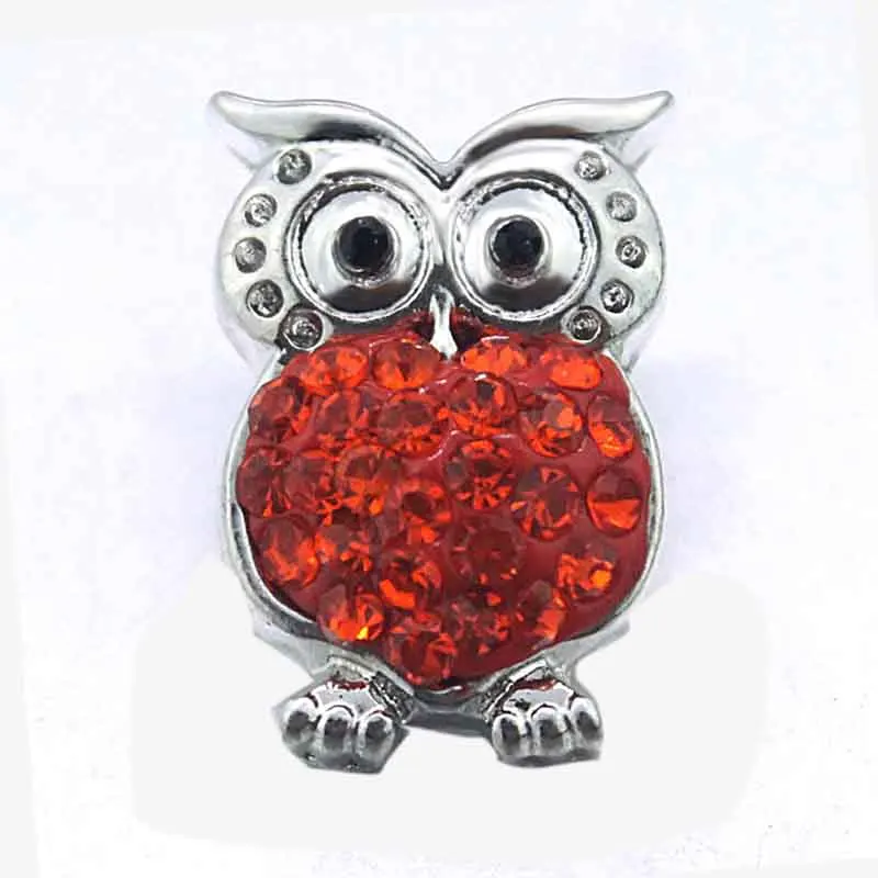 

Wholesale metal Rhinestone Snap Buttons W088 owl Alloy Diy Jewelry fit 18mm Snap button Necklaces/Bracelets for women