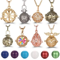new charm mexico chime hollow angel wings vintage necklace jewelry music ball aroma pendant for women summer fashion accessories