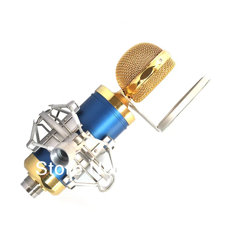 Синий караоке микрофон двойного назначения конденсаторный + Shockmount губчатая