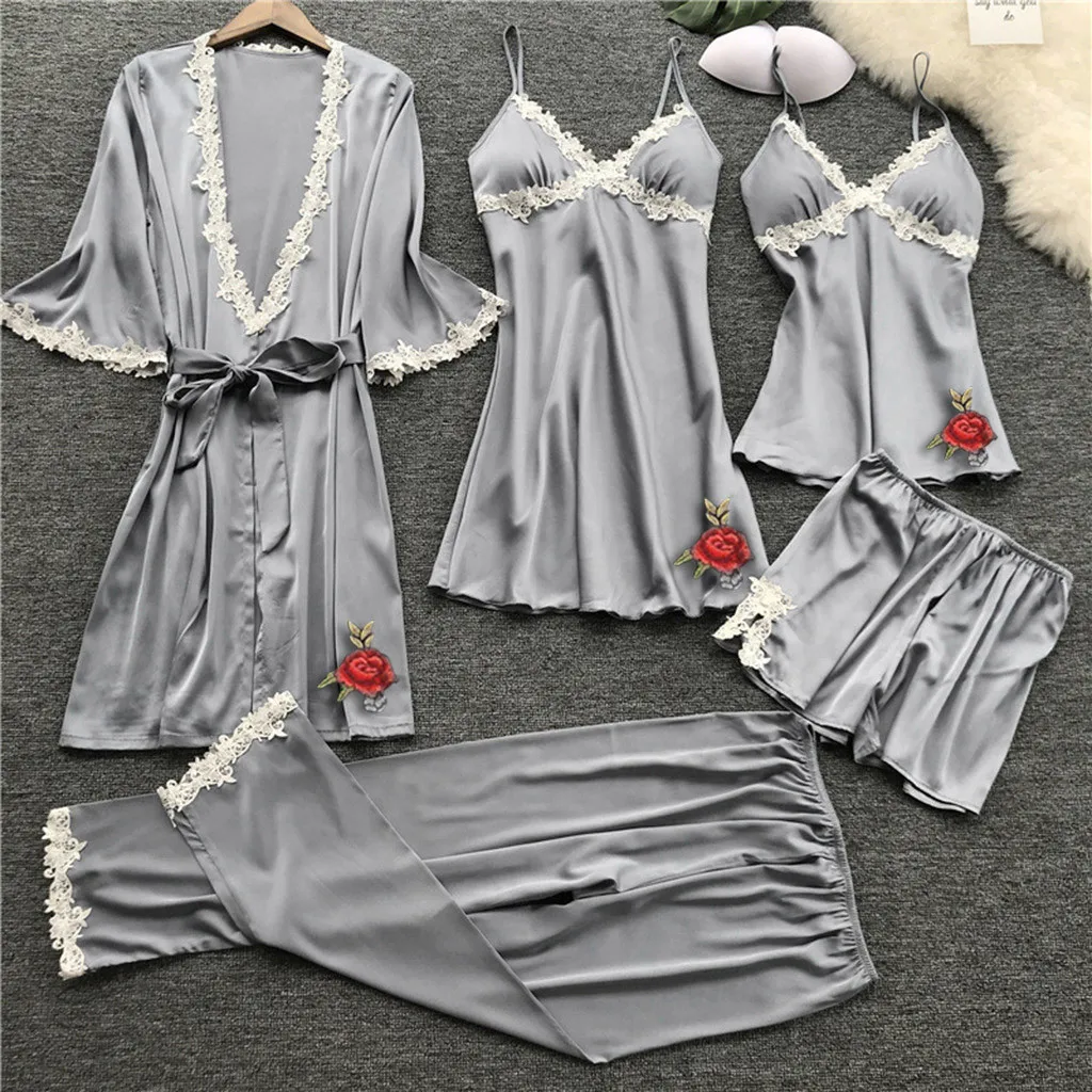 5 шт., пижамный комплект размера плюс 3XL, купальный костюм, женский сексуальный кружевной комплект нижнего белья, одежда для сна, ночная рубашка, топ, комплект ночного белья