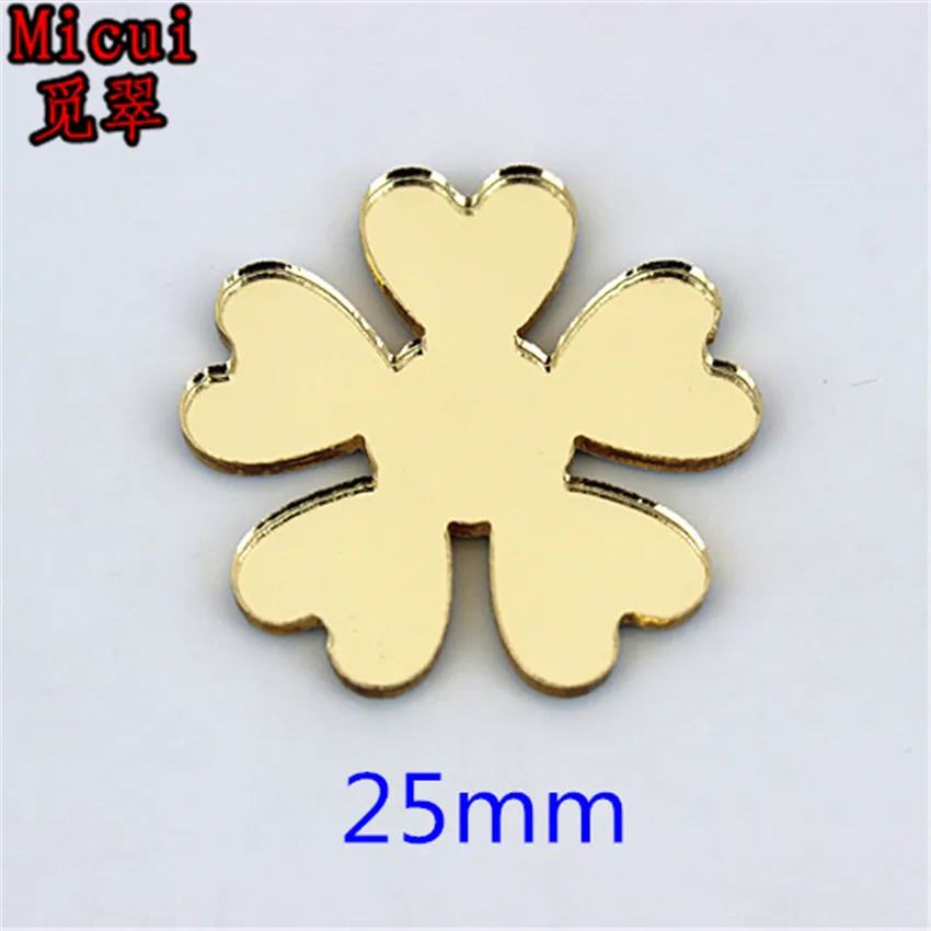 Micui 20pcs 25mm Flower Shape Light coffee Mirror Hot fix Acrylic Rhinestones Shiny Crystal for Costume trim MC3001B | Дом и сад