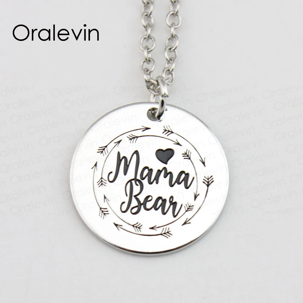 

MAMA BEAR Pendant Charms Necklace Gift Jewelry 10Pcs/Lot #LN513